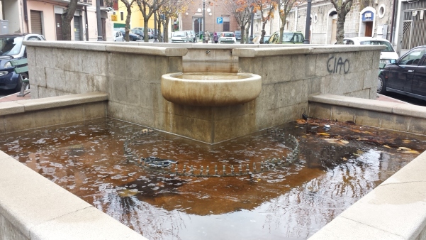 Acqua sporca nella fontana di piazza Garibaldi